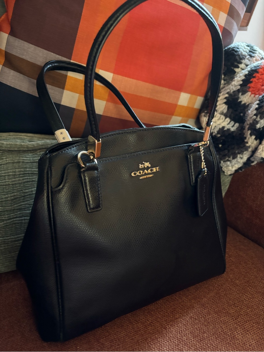 Coach Black Pebbled Leather Satchel Purse Handbag - Picture 16 of 16